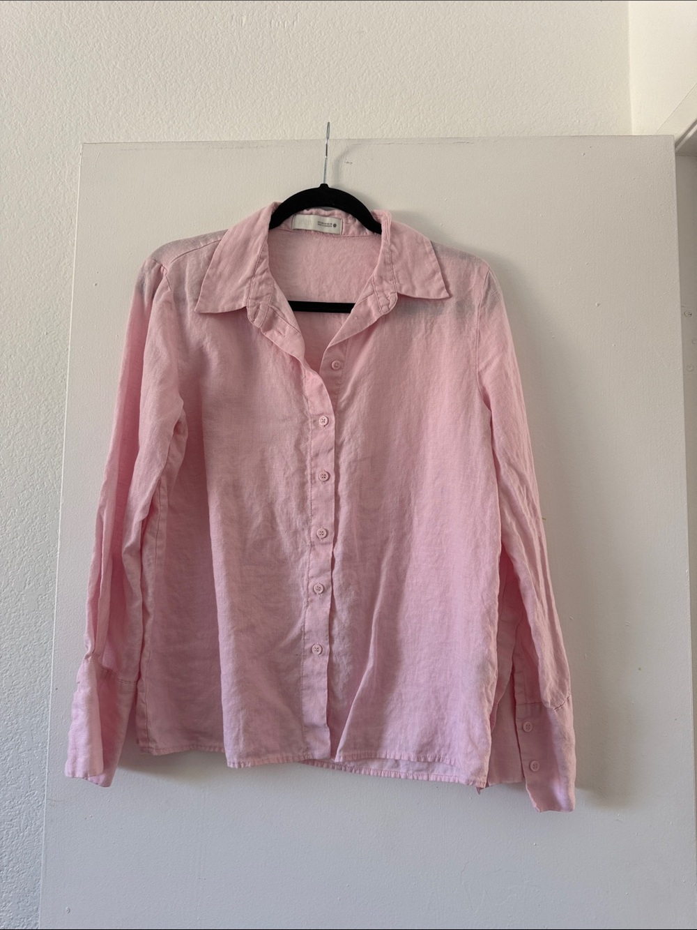Zara Pink Button-Down Shirt and shorts Set - Soft Linen Look